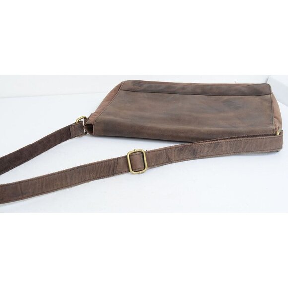 Estalon Brown Leather Messenger Crossbody Bag Briefcase Laptop Case - Picture 6 of 7